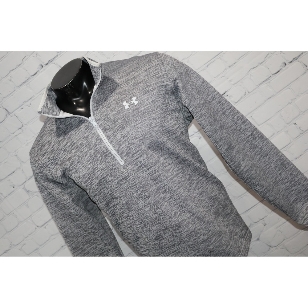 Under Armour 1/4 Zip Pullover Mens Large Gray Heathered ColdGear Sweater Shirt
